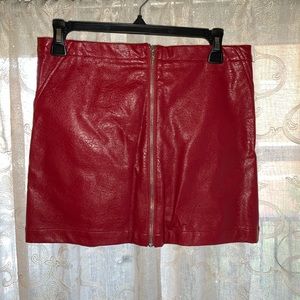 Red leatherette mini skirt
